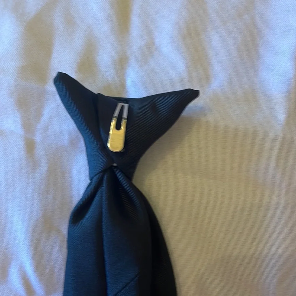 2 clip on ties. One black, one blue with dinosaurs. Very cute. Boys size 6-8